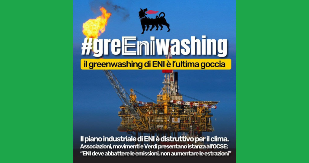 Il piano industriale di ENI è disastroso per il clima, ma il suo greenwashing aumenta e nasconde la sua vera immagine.